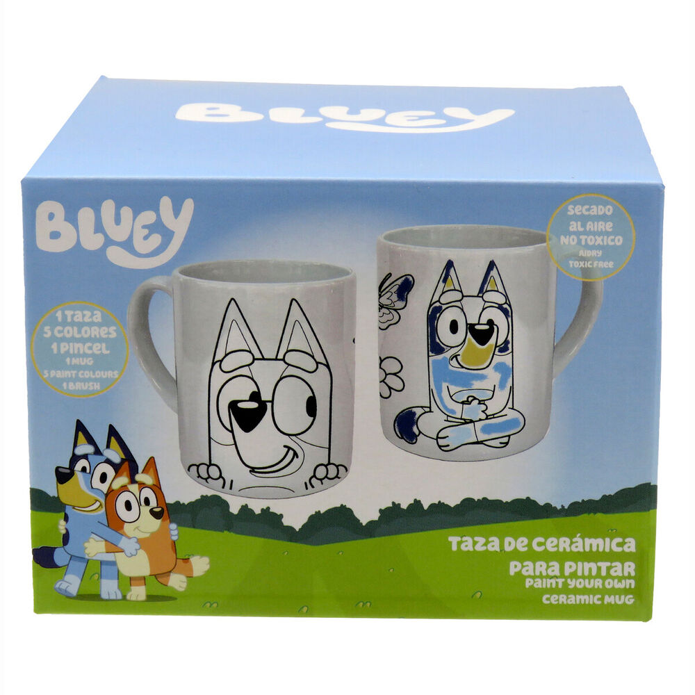 Taza de cerámica Bluey para pintar con colores y pincel