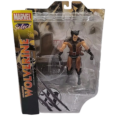 Figura de Wolverine desenmascarado Marvel Select con garras y base de exposición - 3