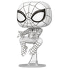 Figura Funko POP! de Spider-Man en blanco y gris sobre una base