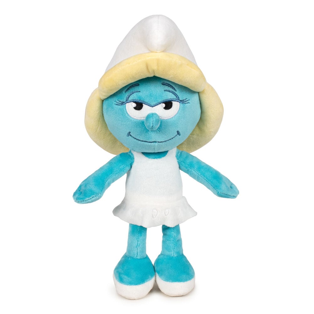 Peluche de Pitufina de Los Pitufos con vestido blanco y cabello rubio