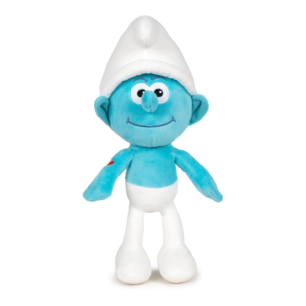 Peluche de Fortachón de Los Pitufos con gorro blanco