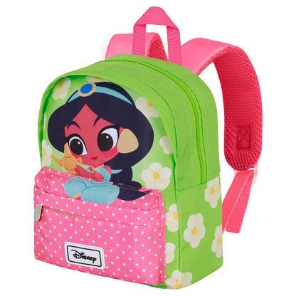 Mochila preescolar de Jasmin Aladdin Disney verde y rosa