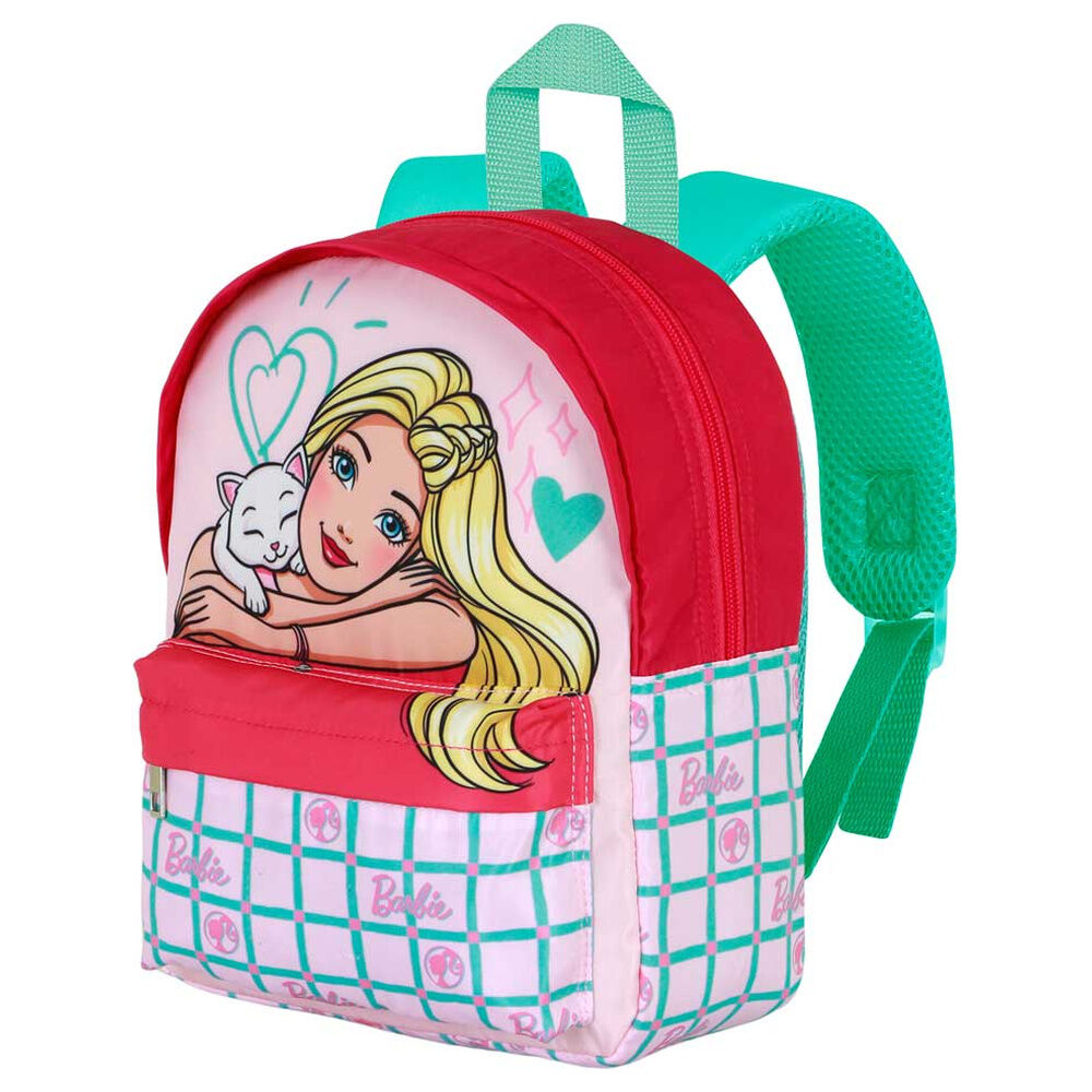 Mochila preescolar Barbie rosa y turquesa con bolsillo frontal