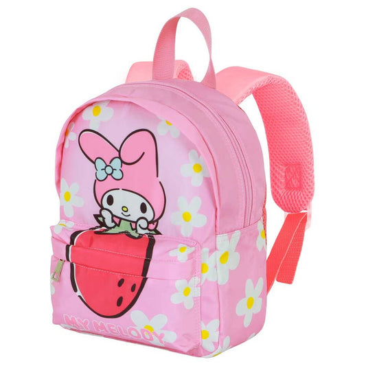 Mochila rosa de My Melody con flores y bolsillo frontal