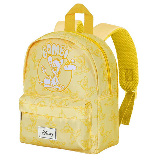 Mochila preescolar amarilla de Bambi Disney con bolsillo frontal