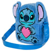 Bolso de peluche azul de Stitch Disney con corazón rosa