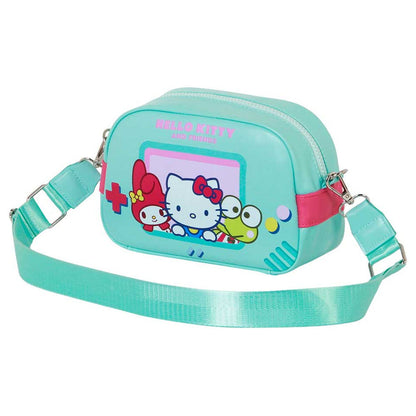 Bolso bandolera turquesa Hello Kitty and Friends con correa larga