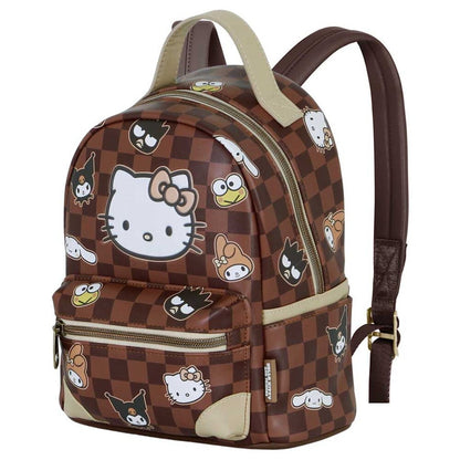 Mochila marrón Hello Kitty and Friends con estampado de cuadros