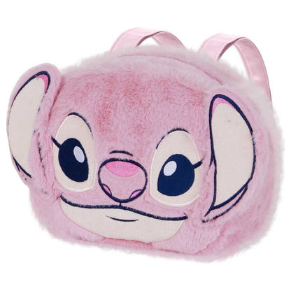 Bolso mochila de peluche rosa con el rostro de Angel de Stitch