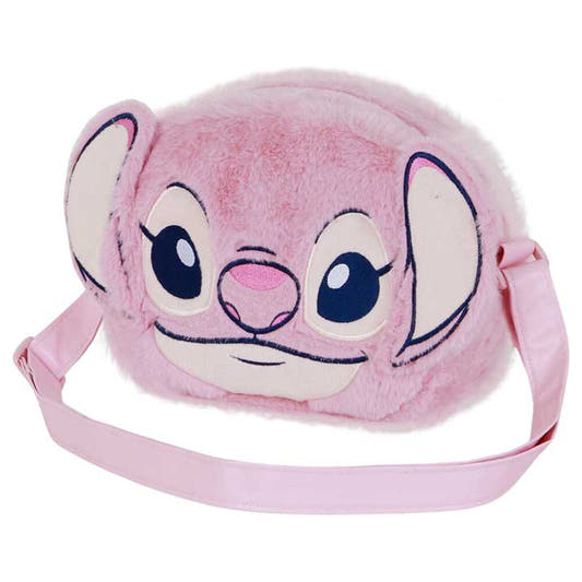 Bolso de peluche rosa de Angel Stitch Disney con correa