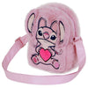 Bolso rosa de peluche Disney Stitch con Angel y corazón
