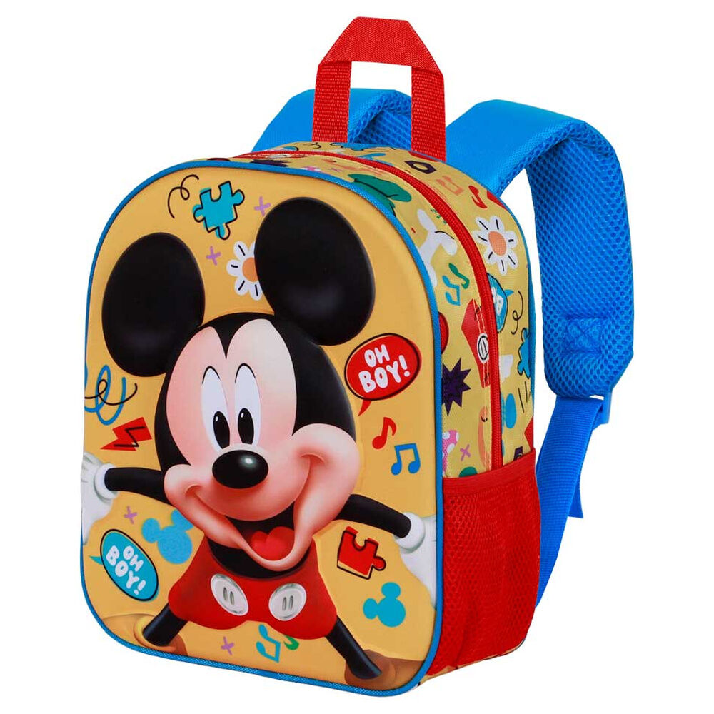 Mochila 3D de Mickey Disney amarilla con detalles rojos y azules