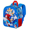 Mochila 3D azul de Sonic the Hedgehog con Sonic, Tails y Knuckles