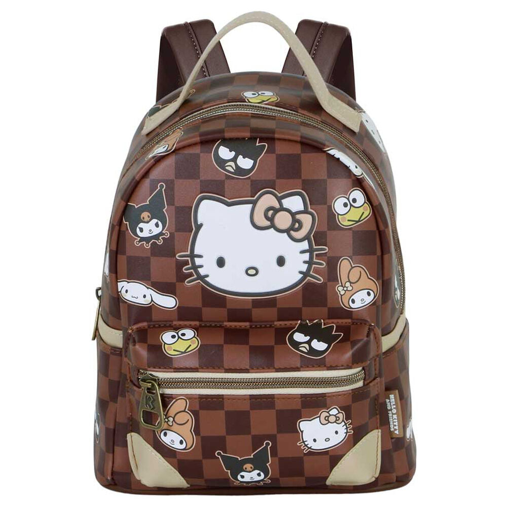 Mochila marrón Hello Kitty and Friends con estampado de cuadros - 2