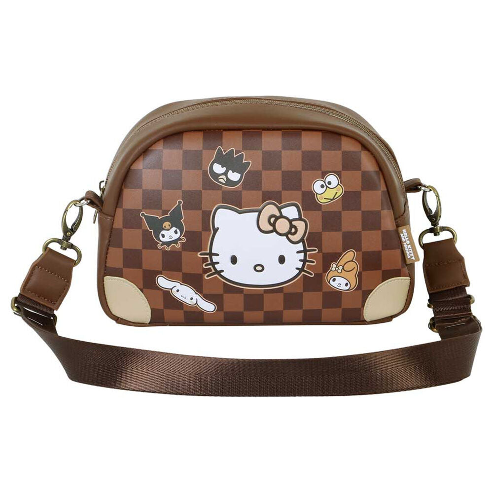 Bolso bandolera marrón de Hello Kitty and Friends con estampado de cuadros - 2