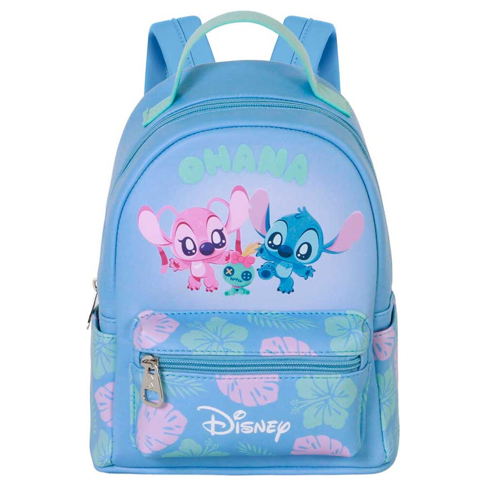 Mochila azul de Stitch y Angel de Disney con estampado floral - 2