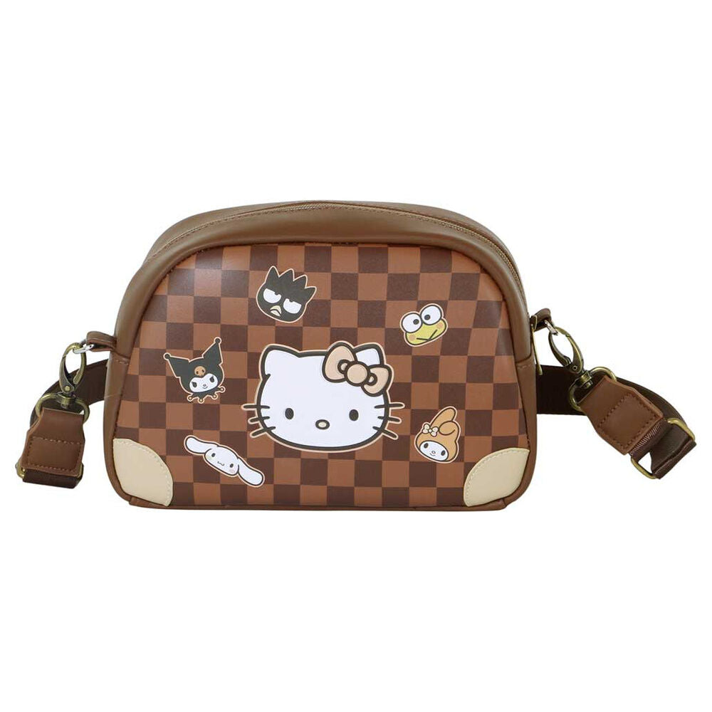 Bolso bandolera marrón de Hello Kitty and Friends con estampado de cuadros - 3