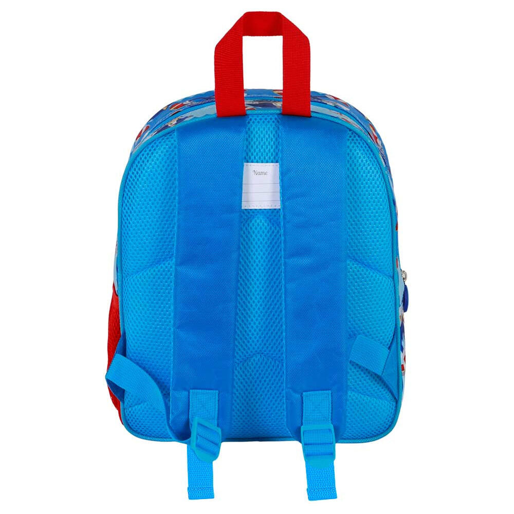 Mochila 3D azul de Sonic the Hedgehog con Sonic, Tails y Knuckles - 3