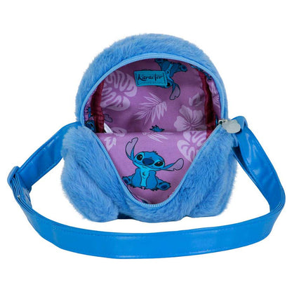 Bolso de peluche azul de Stitch Disney con corazón rosa - 4