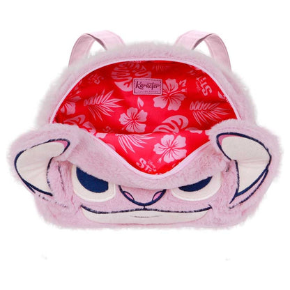 Bolso mochila de peluche rosa con el rostro de Angel de Stitch - 4