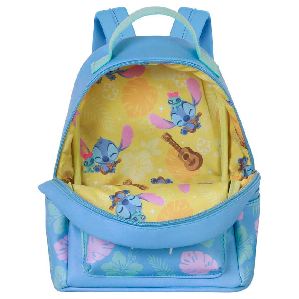 Mochila azul de Stitch y Angel de Disney con estampado floral - 4