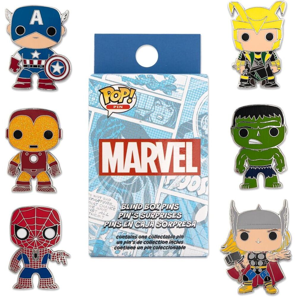 Blind box de pin Marvel Loungefly con diseños de superhéroes
