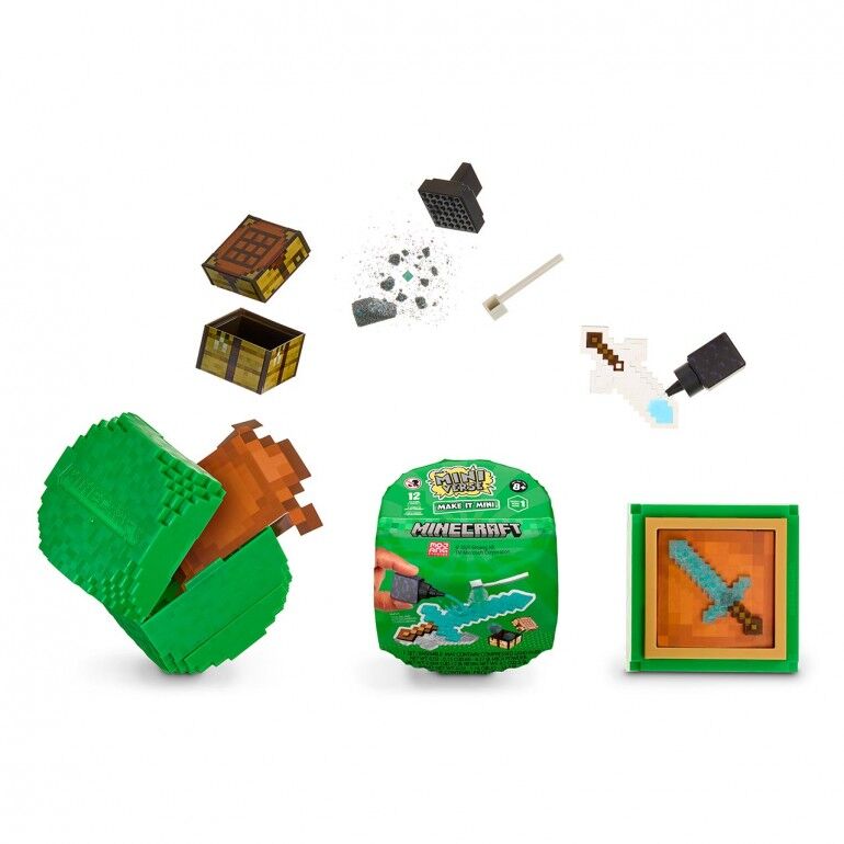 Cápsula sorpresa MGA Miniverse Make It Mini Minecraft con mini escena pixelada - 2