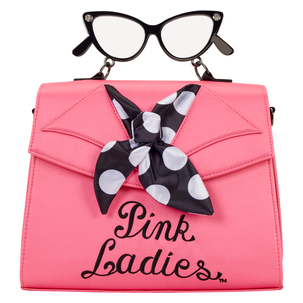 Bolso rosa Pink Ladies de Grease Loungefly con lazo de lunares y asa de gafas