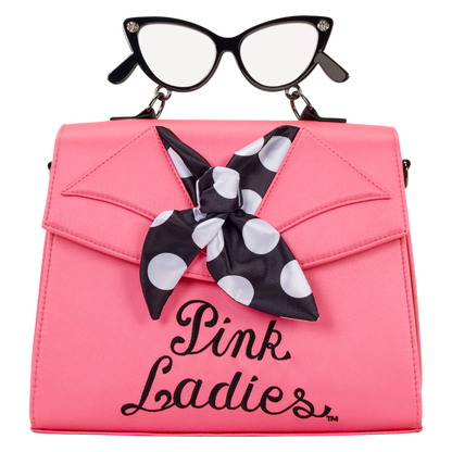 Bolso rosa Pink Ladies de Grease Loungefly con lazo de lunares y asa de gafas