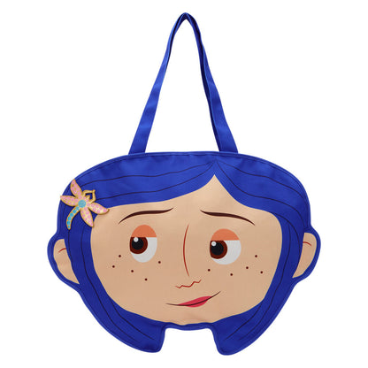 Bolso tote Loungefly de Coraline con rostro frontal y mariposa