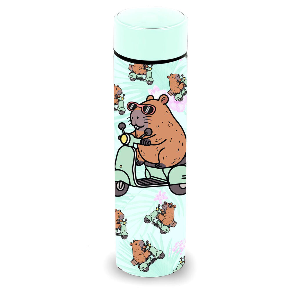 Botella termo Capibara Oh My Pop! de 500 ml con estampado de scooters