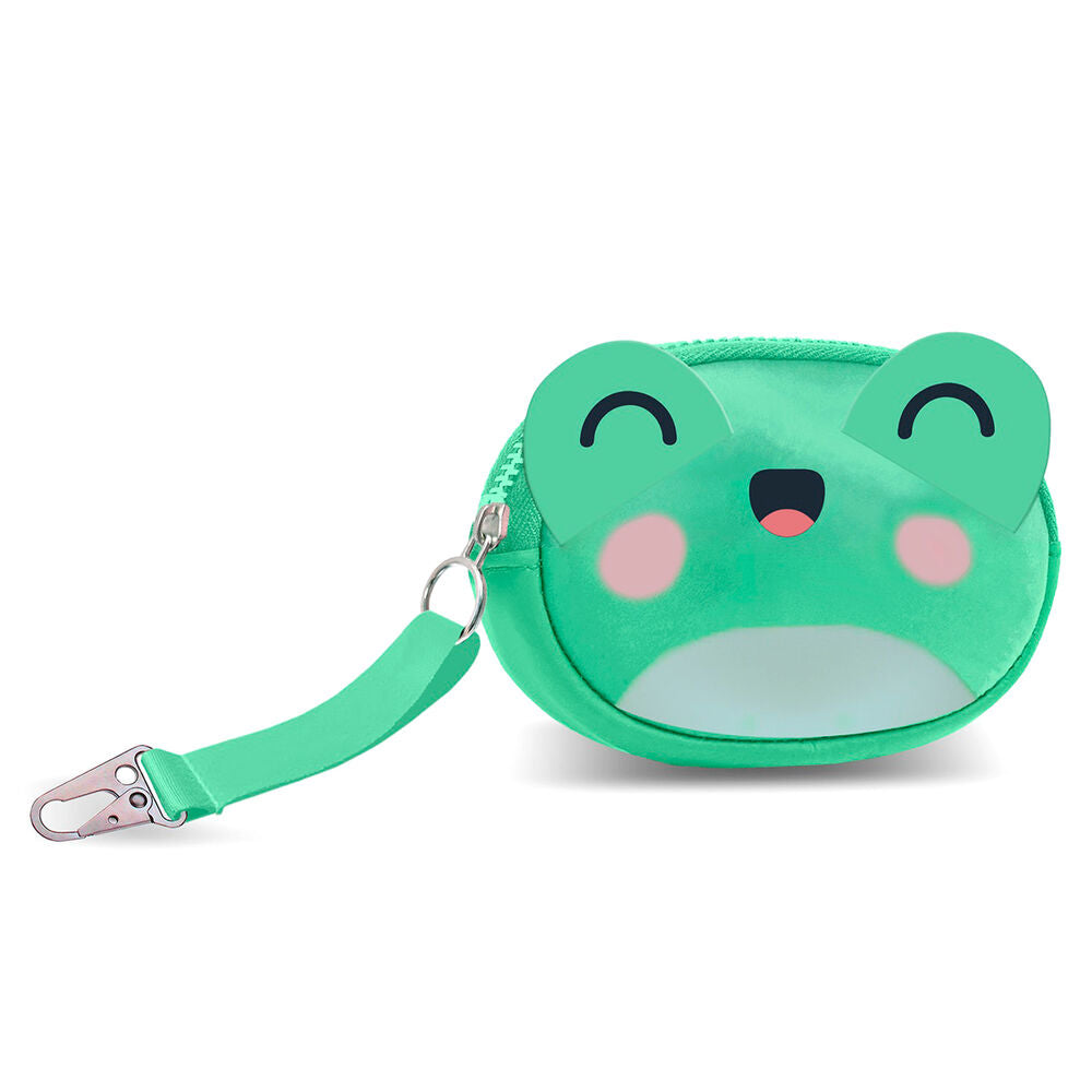 Monedero Froggy verde de Oh My Pop! con correa y mosquetón