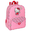 Mochila rosa Hello Kitty de 42 cm con bolsillo frontal y bolsillos laterales