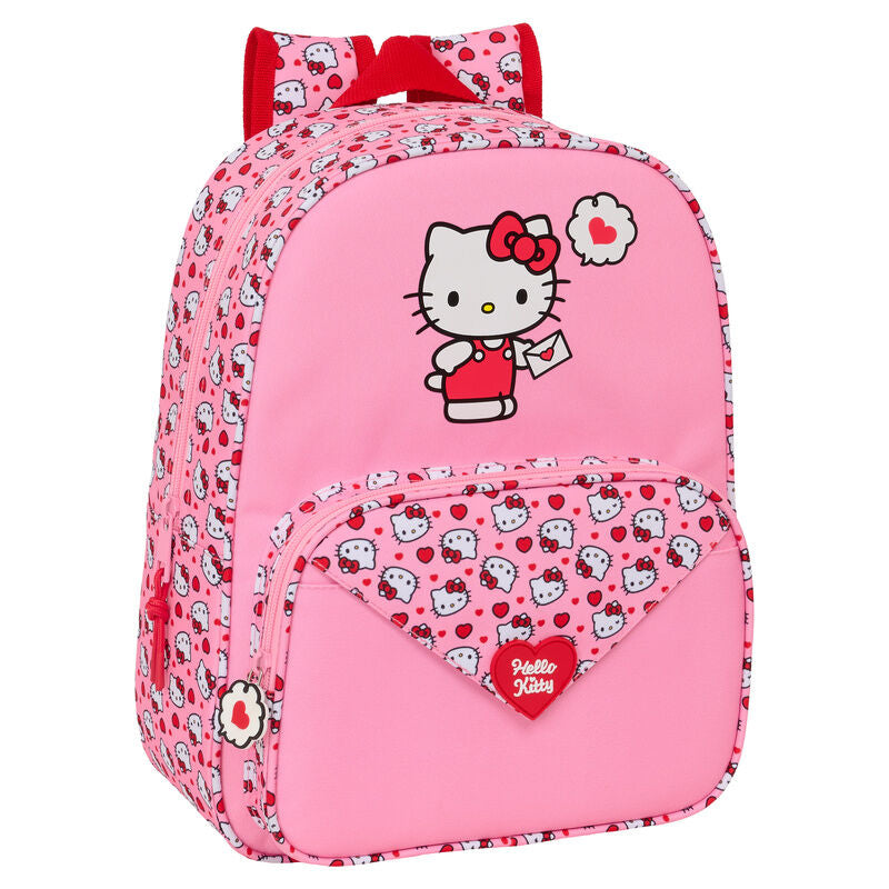 Mochila rosa de Hello Kitty con bolsillo frontal estampado