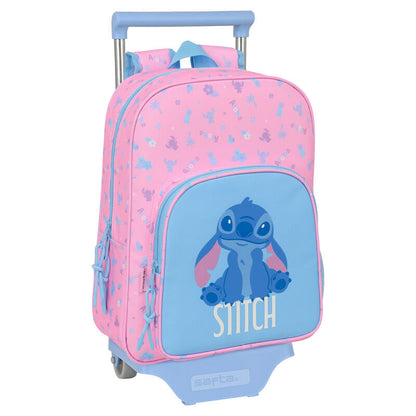 Trolley mochila rosa y azul de Stitch Disney con carro extensible