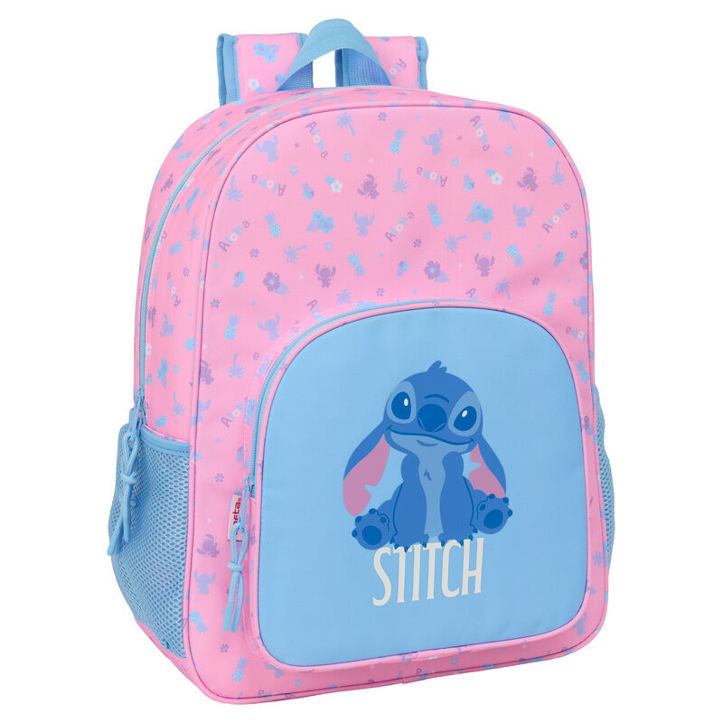 Mochila rosa Disney Stitch con bolsillo frontal azul