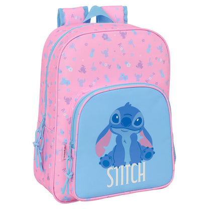 Mochila rosa y azul de Stitch Disney con bolsillo frontal
