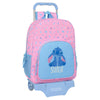 Mochila trolley rosa y azul de Stitch Disney con carro SAFTA