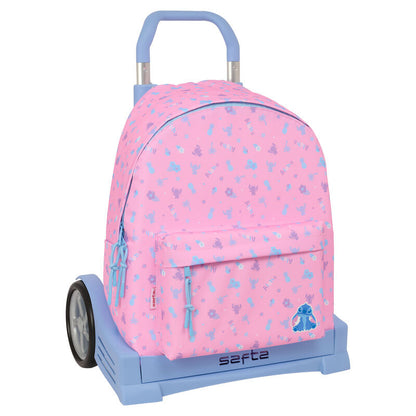 Trolley rosa Disney Stitch SAFTA con mochila extraíble y ruedas