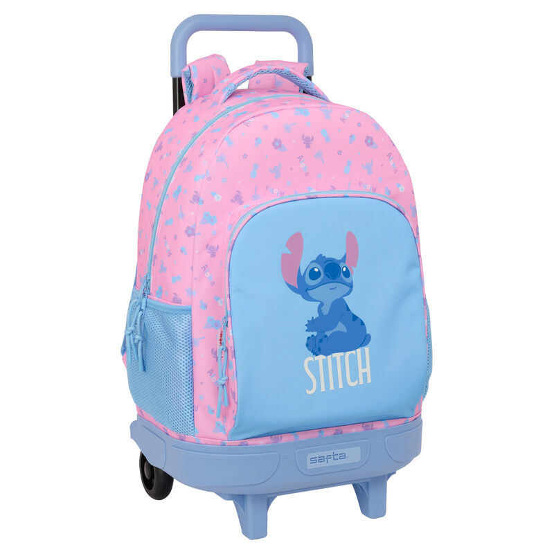 Trolley mochila rosa y azul de Stitch Disney con ruedas y asa extraíble