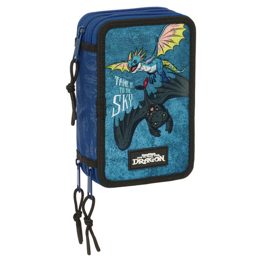 Plumier triple azul SAFTA de Cómo entrenar a tu dragón