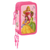 Plumier triple rosa de Princesas Disney con tres compartimentos