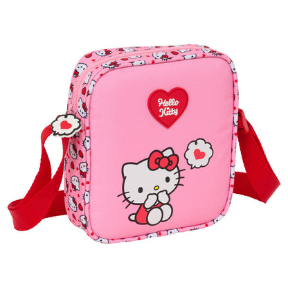 Bolso bandolera rosa de Hello Kitty con correa roja ajustable