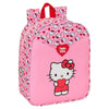 Mochila rosa de Hello Kitty de 27 cm con estampado de corazones