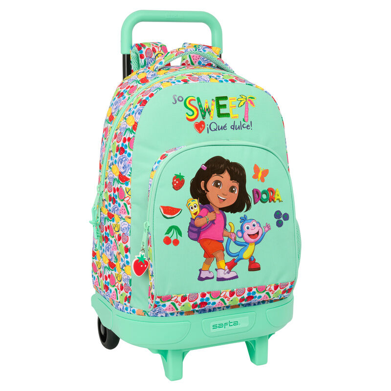 Trolley escolar verde menta de Dora la Exploradora con mochila extraíble