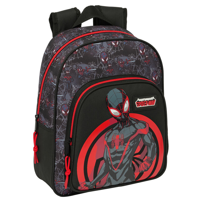 Mochila de Miles Morales Spider-Man Marvel negra y roja