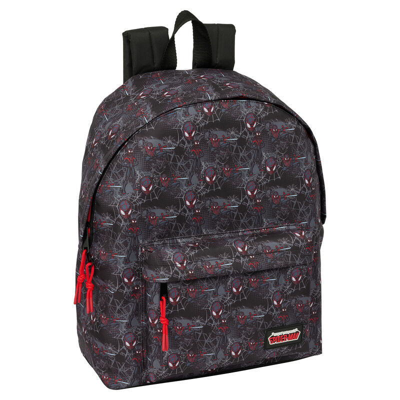Mochila negra de Miles Morales Spider-Man Marvel con estampado de telarañas