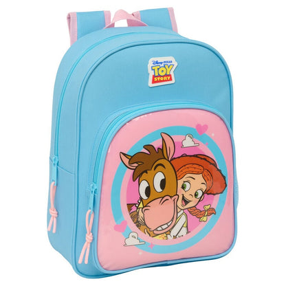 Mochila azul de Jessie y Bullseye de Toy Story con bolsillo frontal rosa