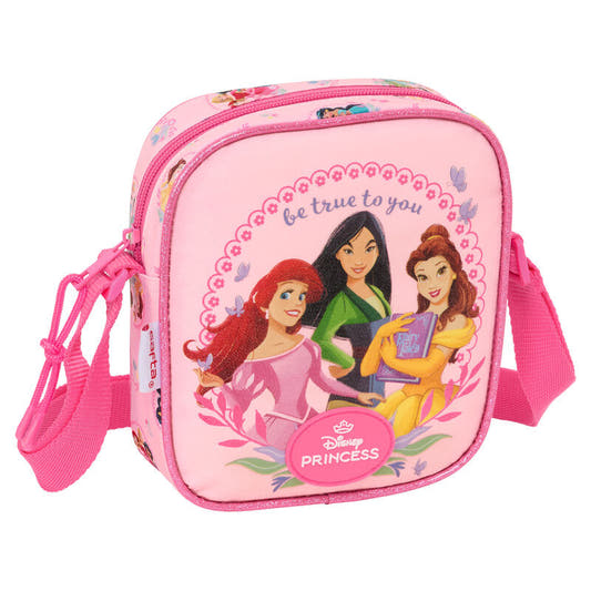 Bolso bandolera rosa Disney Princesas con Ariel, Mulán y Bella