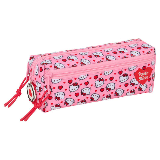 Portatodo triple rosa de Hello Kitty con tres cremalleras